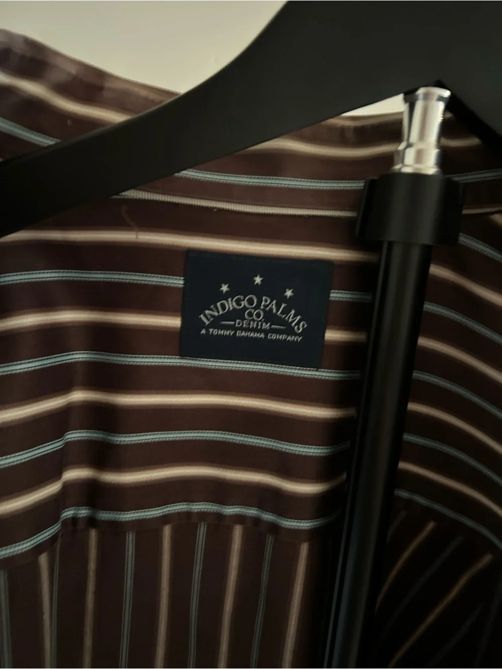 Indigo Palms Tommy Bahama Brown Striped Button Down Shirt Y2K